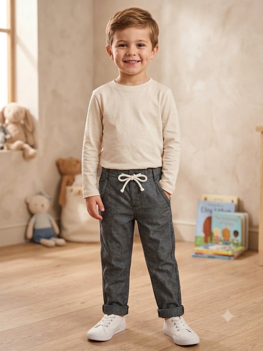 Boys' Casual Chambray Drawstring Pants